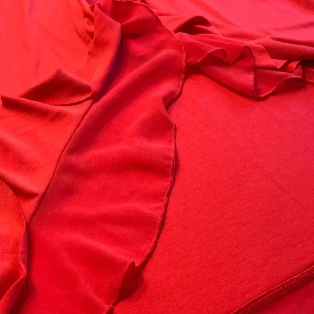 Women’s high low skirts. Giuliana skirt. Pink wrap ruffle lined pencil skirt. - Picture 14 of 16